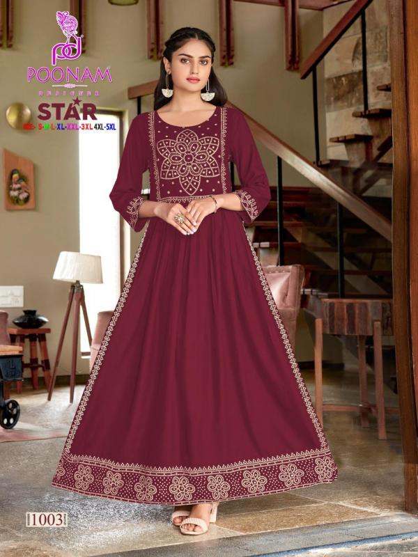 Poonam Star Designer Nayara Cut Long Anarkali Kurti Collection